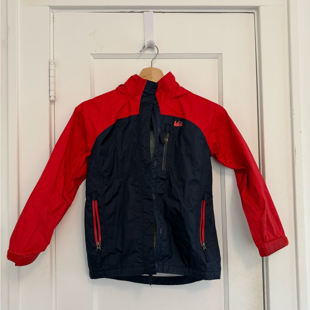 REI Kids Red and Navy Rain Jacket